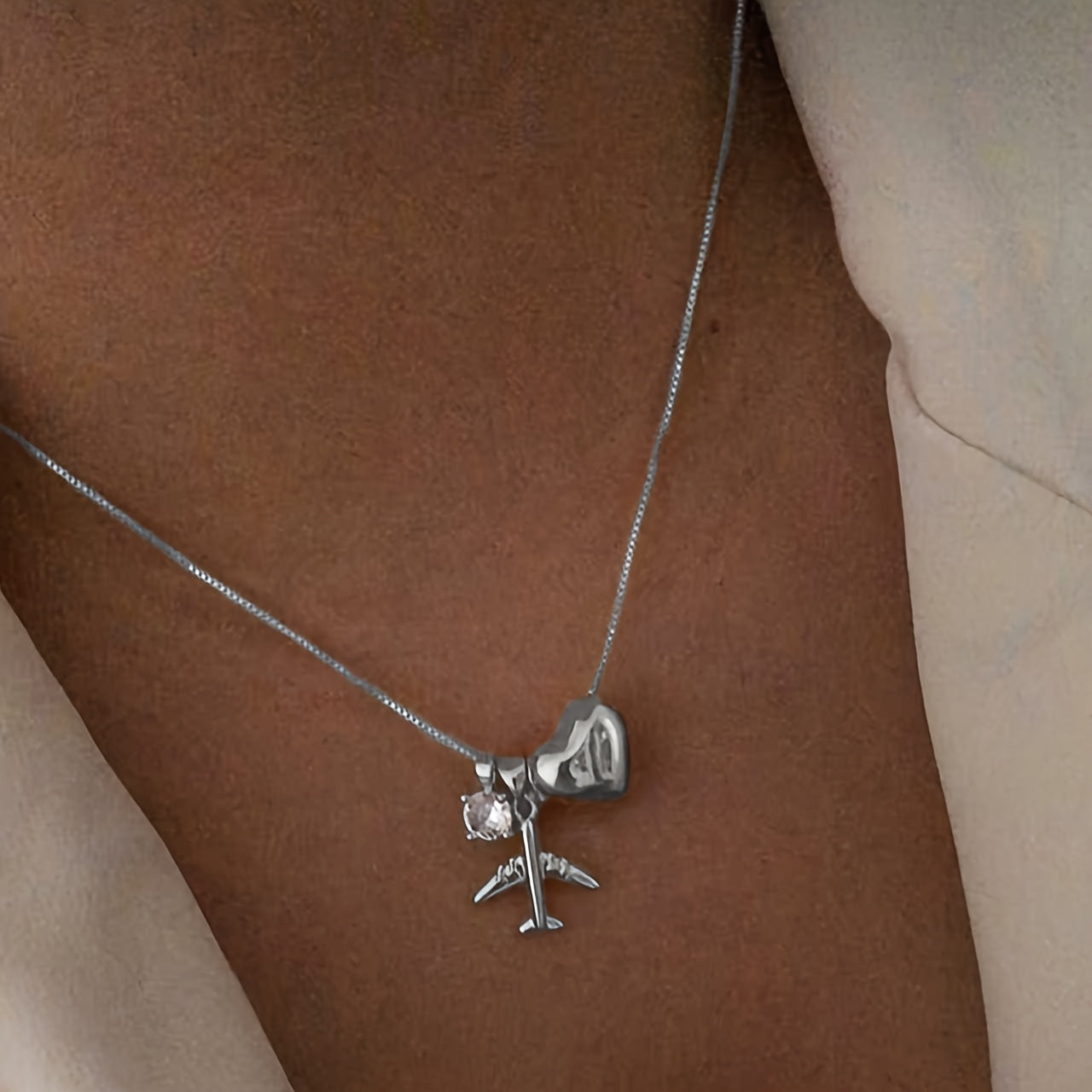 Heart & Aeroplane Necklace