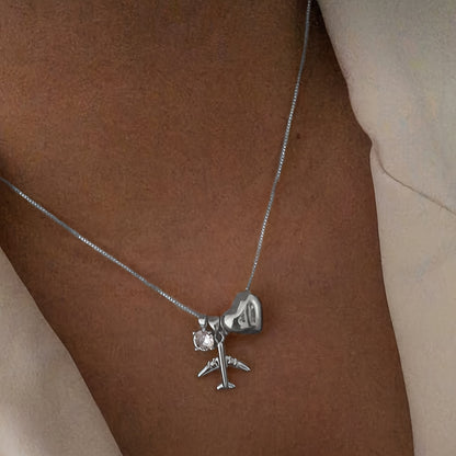Heart & Aeroplane Necklace