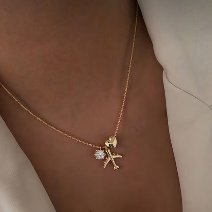 Heart & Aeroplane Necklace