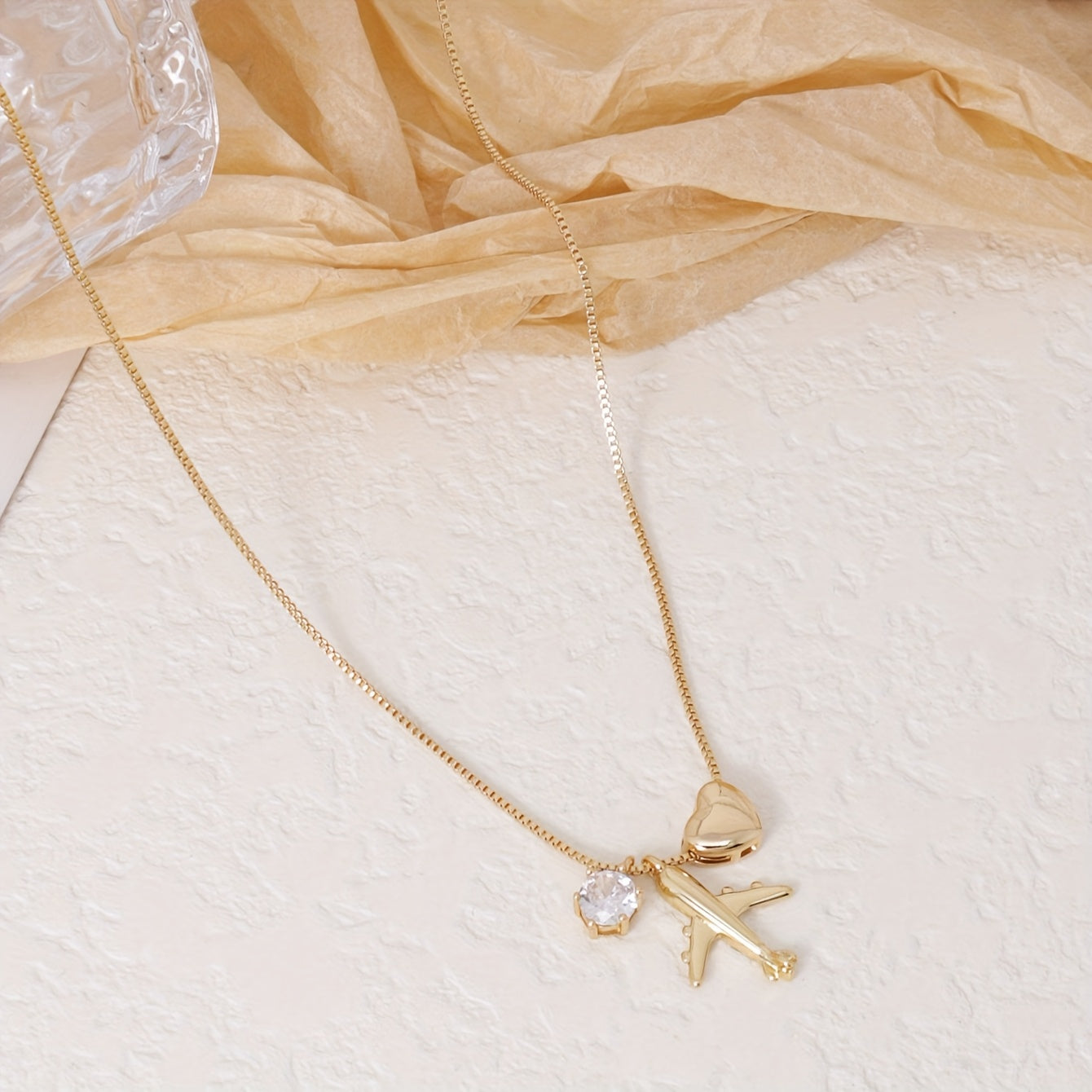 Heart & Aeroplane Necklace