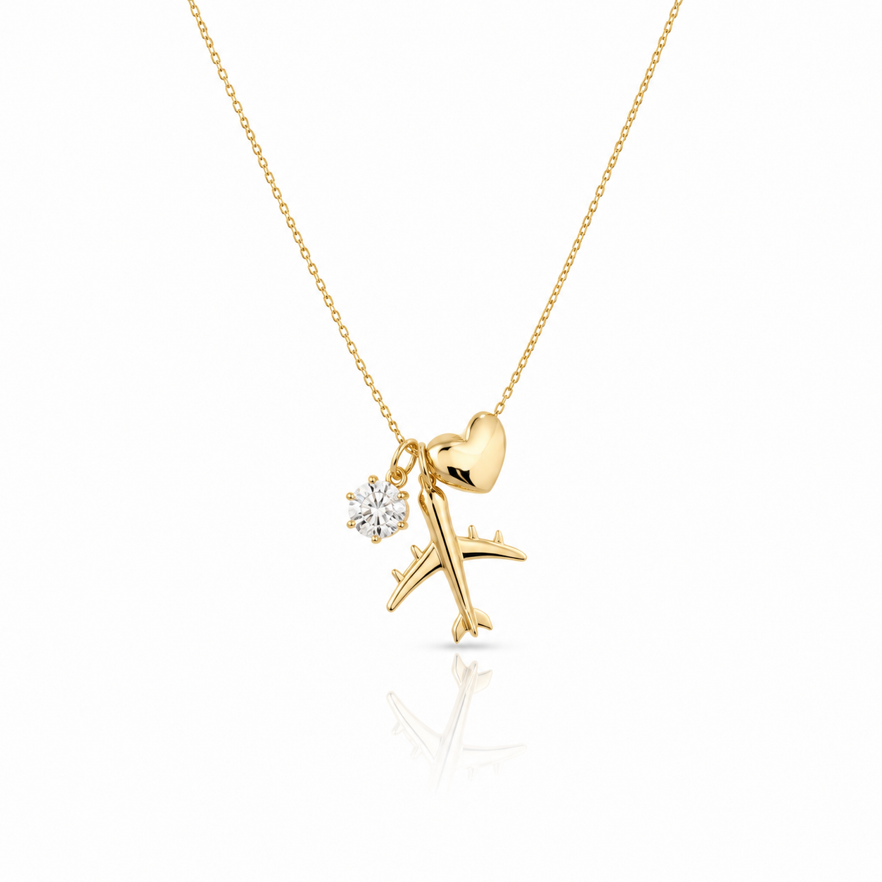 Heart & Aeroplane Necklace