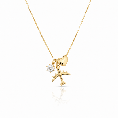 Heart & Aeroplane Necklace