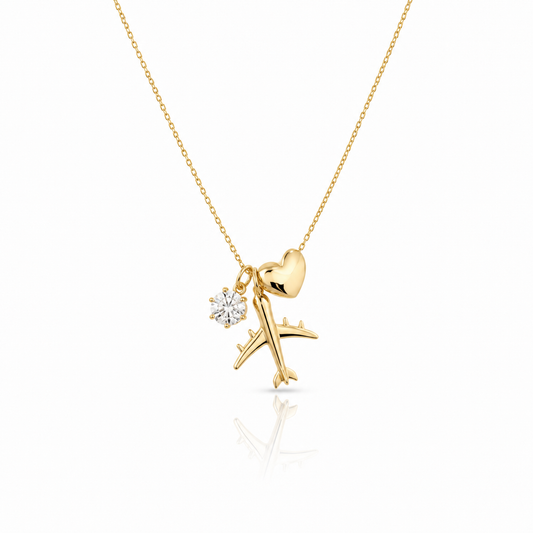 Heart & Aeroplane Necklace